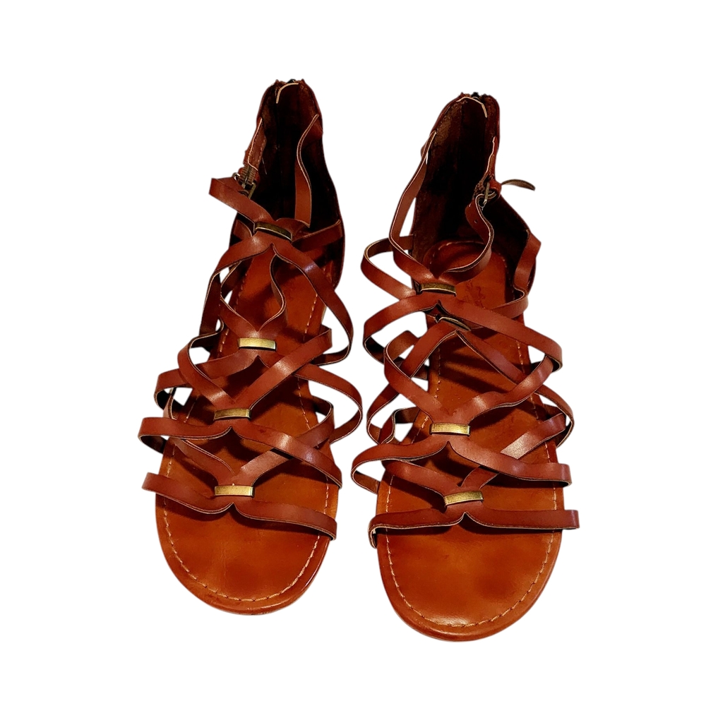 Brown Faux Leather Gladiator Sandals